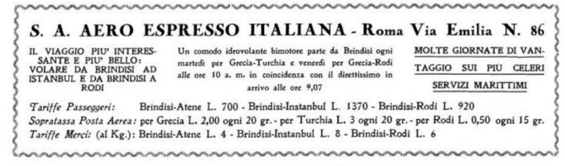 Tariffe delle linee Aero Espresso